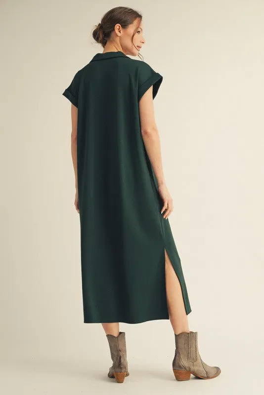 Hunter Green Collared Oversized Midi Dress sold by Pinkblush product image thumbnail 2