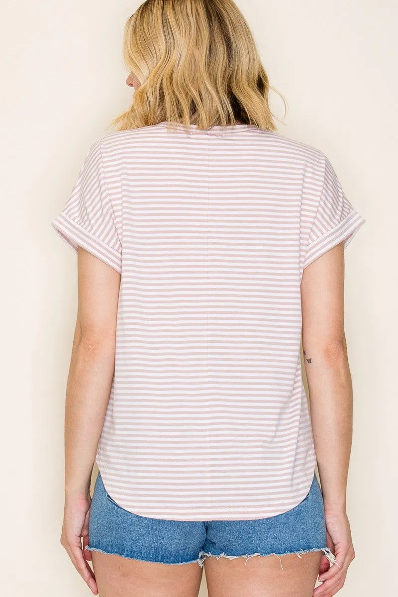 Beige Striped Short Sleeve Top sold by Pinkblush product image thumbnail 3