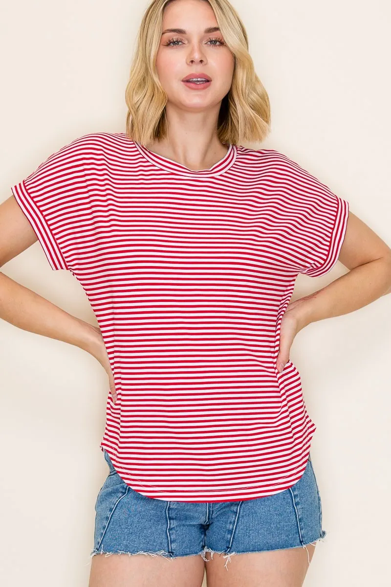 Red Striped Short Sleeve Top sold by Pinkblush product image thumbnail 2