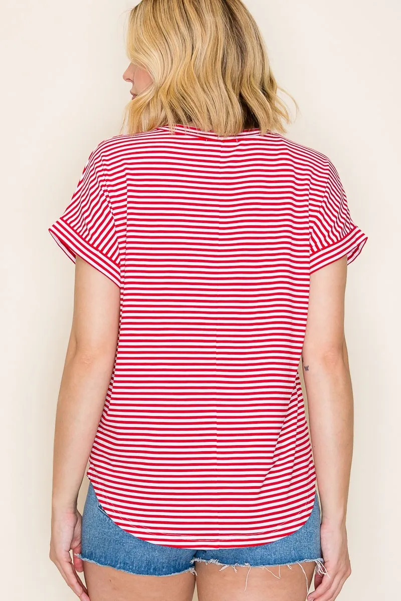 Red Striped Short Sleeve Top sold by Pinkblush product image thumbnail 3