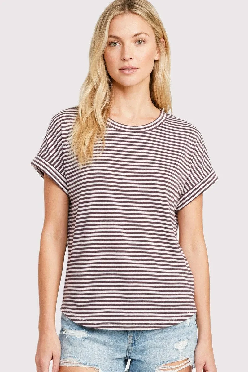 Light Plum Striped Short Sleeve Top sold by Pinkblush product image thumbnail 2