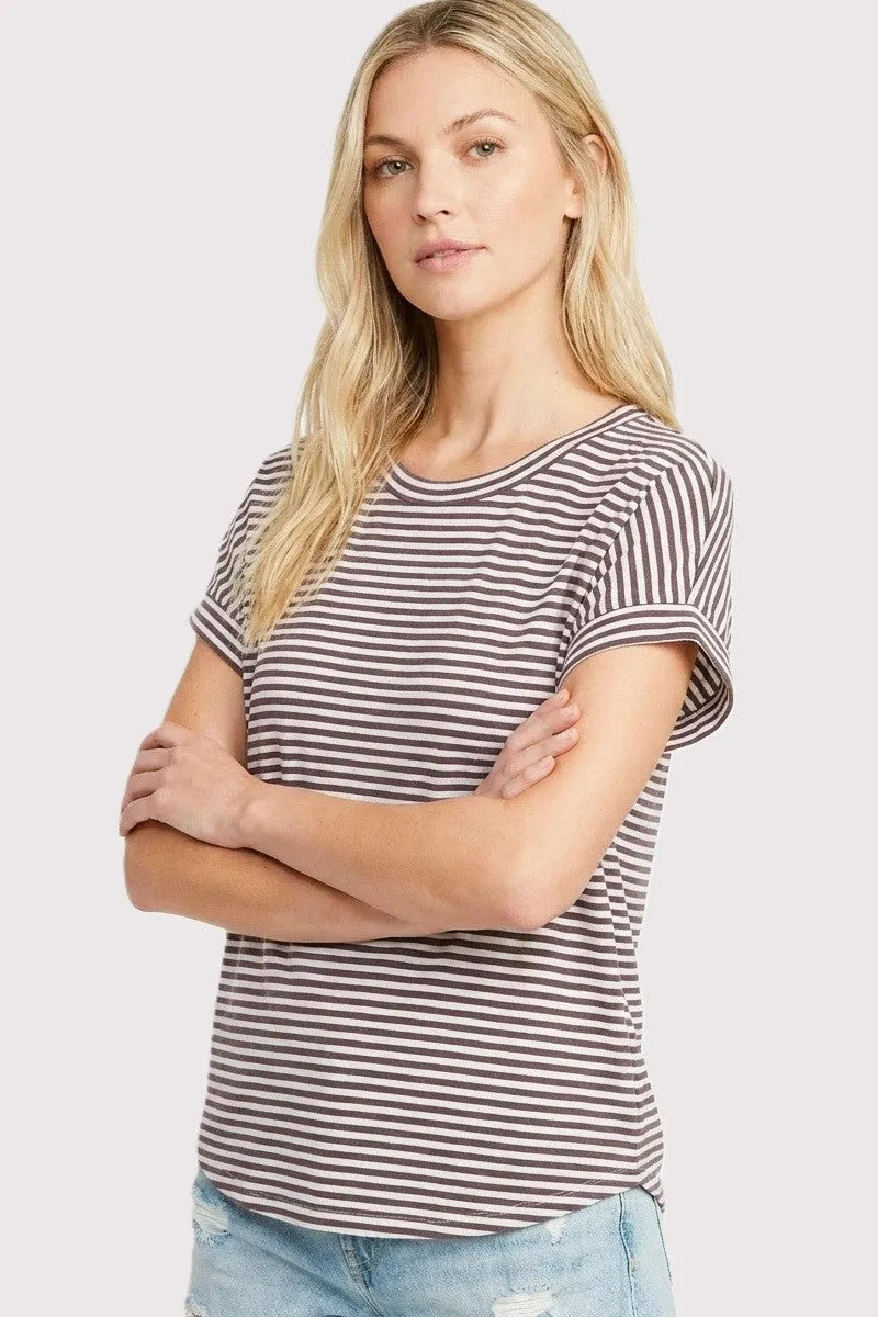 Light Plum Striped Short Sleeve Top sold by Pinkblush product image thumbnail 3