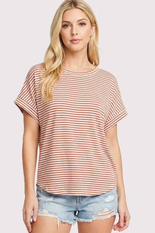 Copper Striped Short Sleeve Top made by Staccato