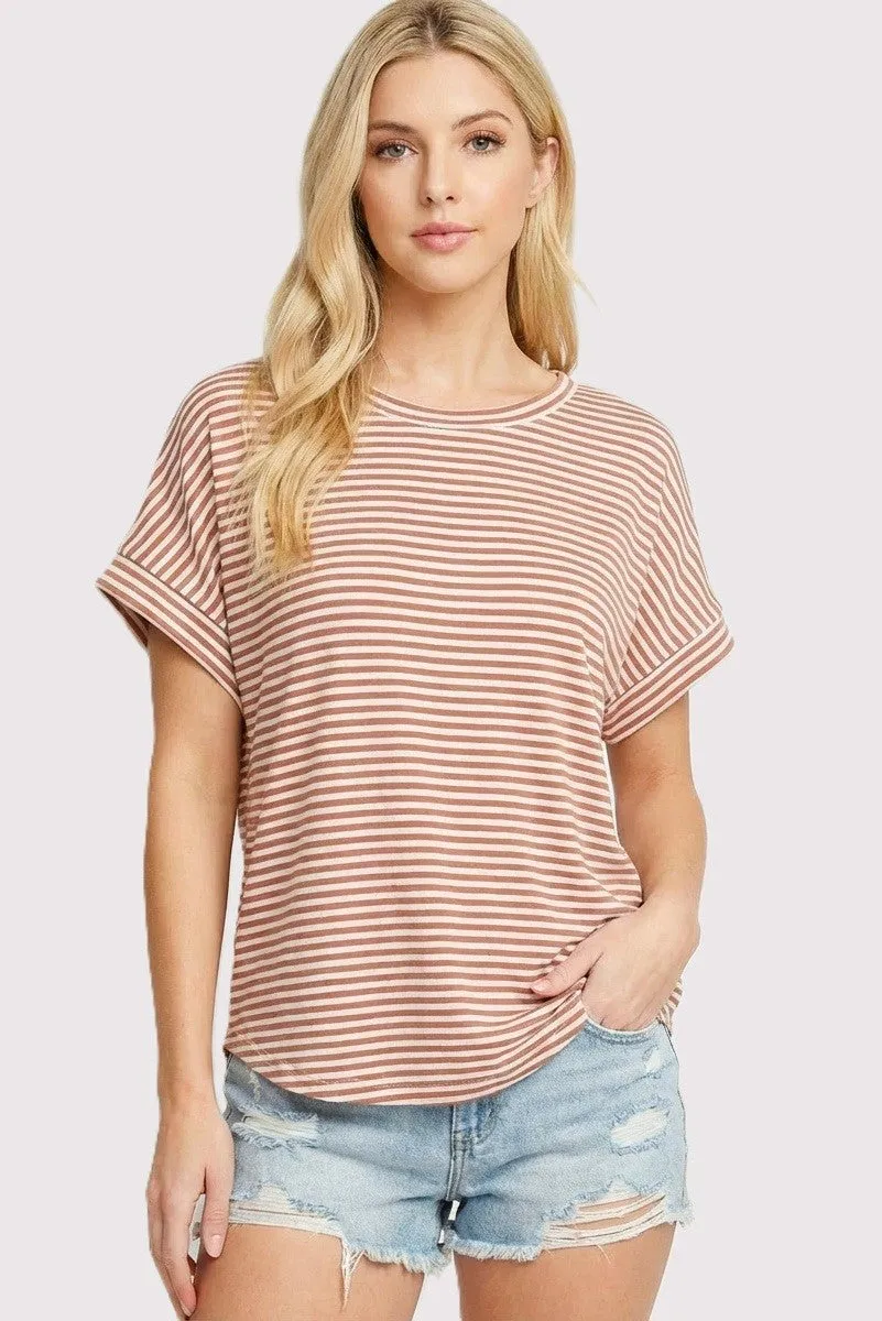 Copper Striped Short Sleeve Top sold by Pinkblush product image thumbnail 2