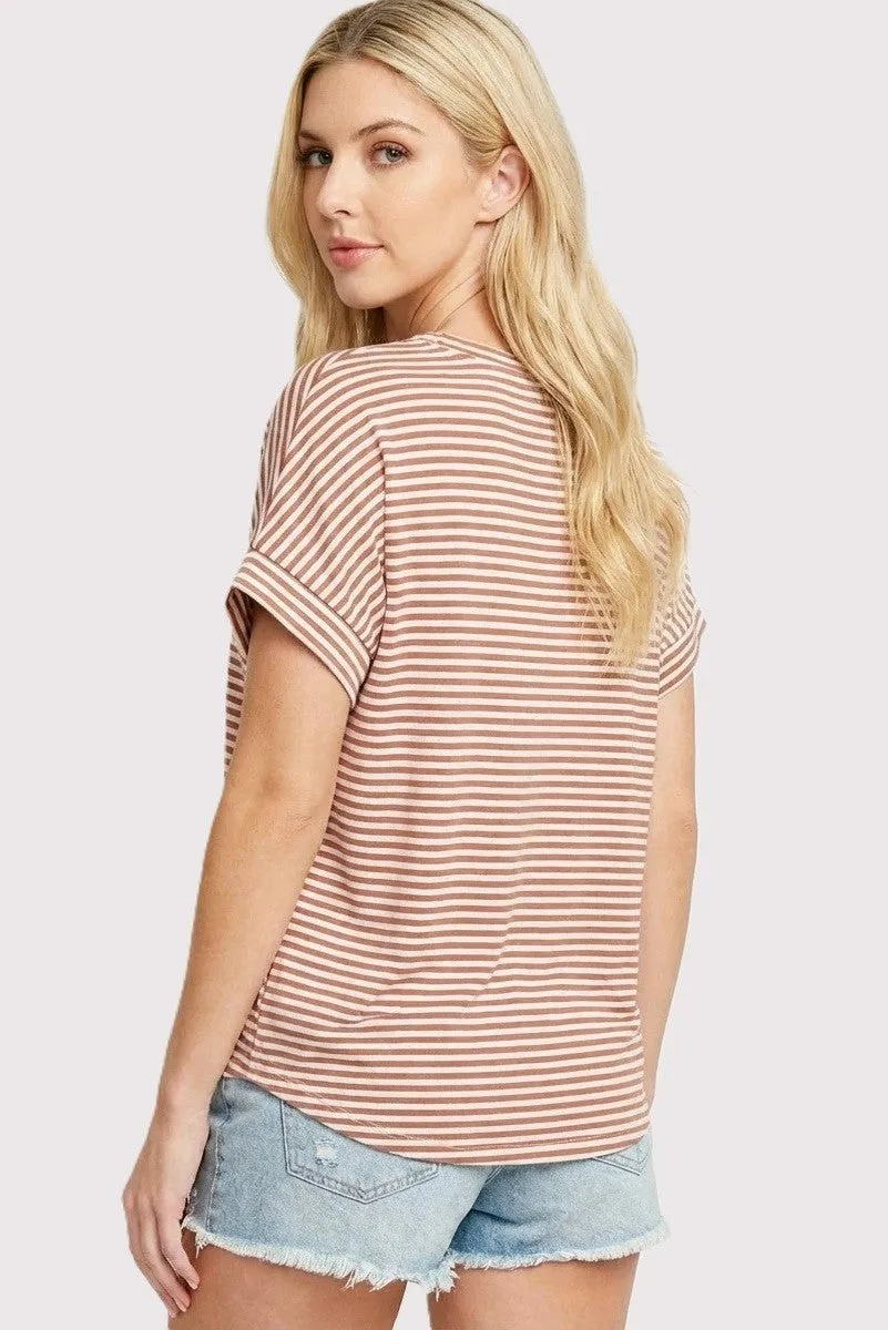 Copper Striped Short Sleeve Top sold by Pinkblush product image thumbnail 3