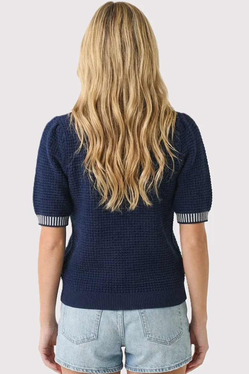 Navy Waffle Knit Sweater Top sold by Pinkblush product image thumbnail 3