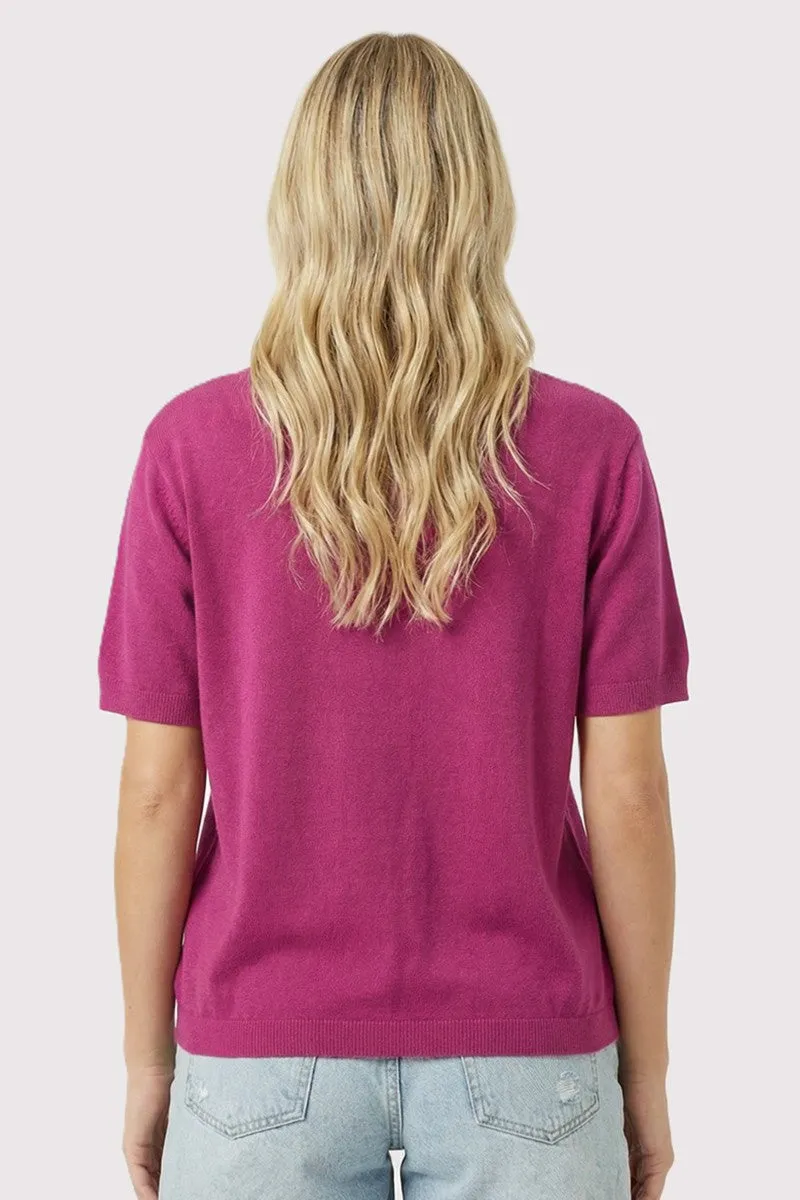 Magenta Short Sleeve Basic Knit Top sold by Pinkblush product image thumbnail 2