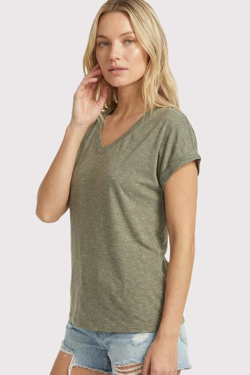 Olive Slub Knit V-Neck Top sold by Pinkblush product image thumbnail 2