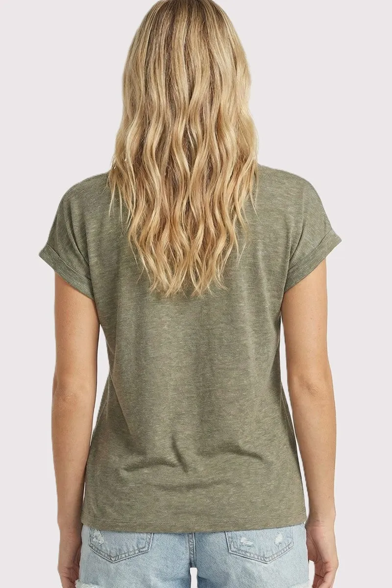 Olive Slub Knit V-Neck Top sold by Pinkblush product image thumbnail 3