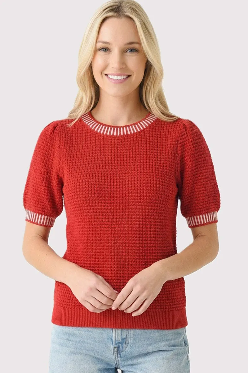 Red Waffle Knit Sweater Top sold by Pinkblush product image thumbnail 2