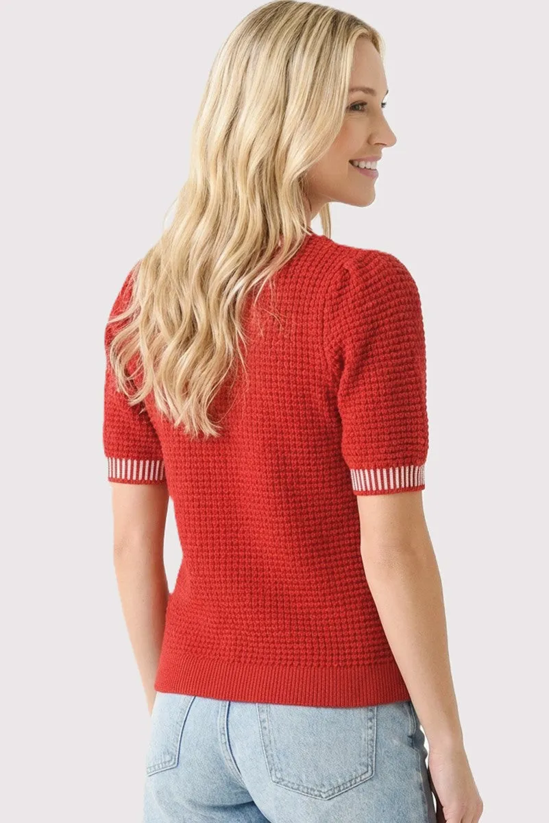 Red Waffle Knit Sweater Top sold by Pinkblush product image thumbnail 3