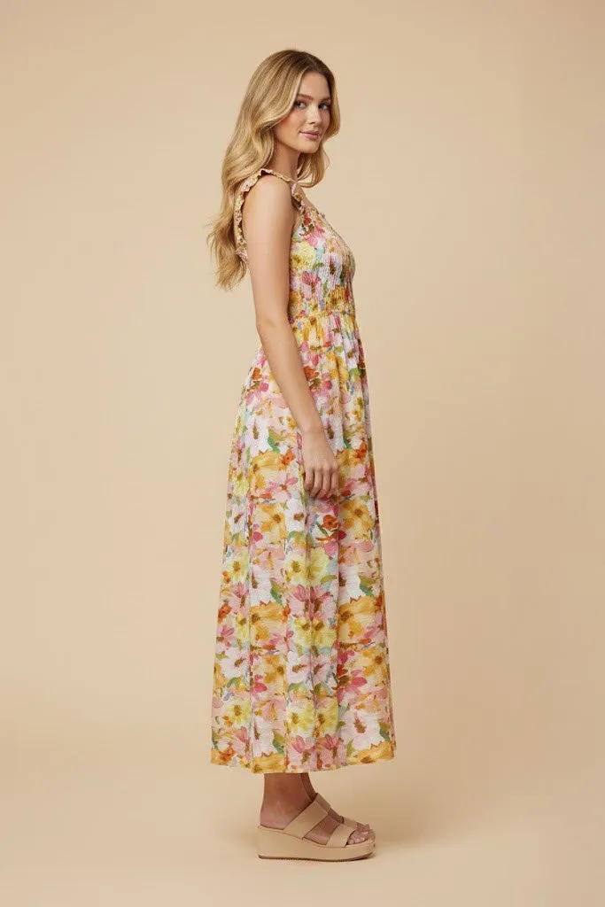 Pink Floral Smocked Sleeveless Maxi Dress sold by Pinkblush product image thumbnail 2