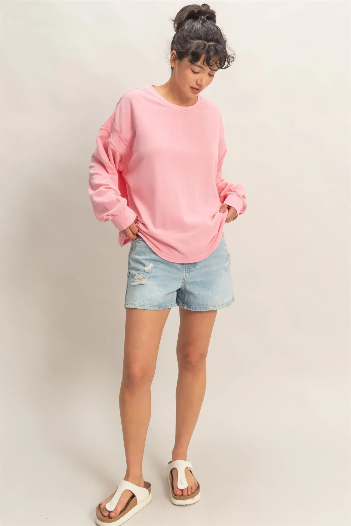 Pink Oversized Cutout Back Sweatshirt sold by Pinkblush product image thumbnail 4