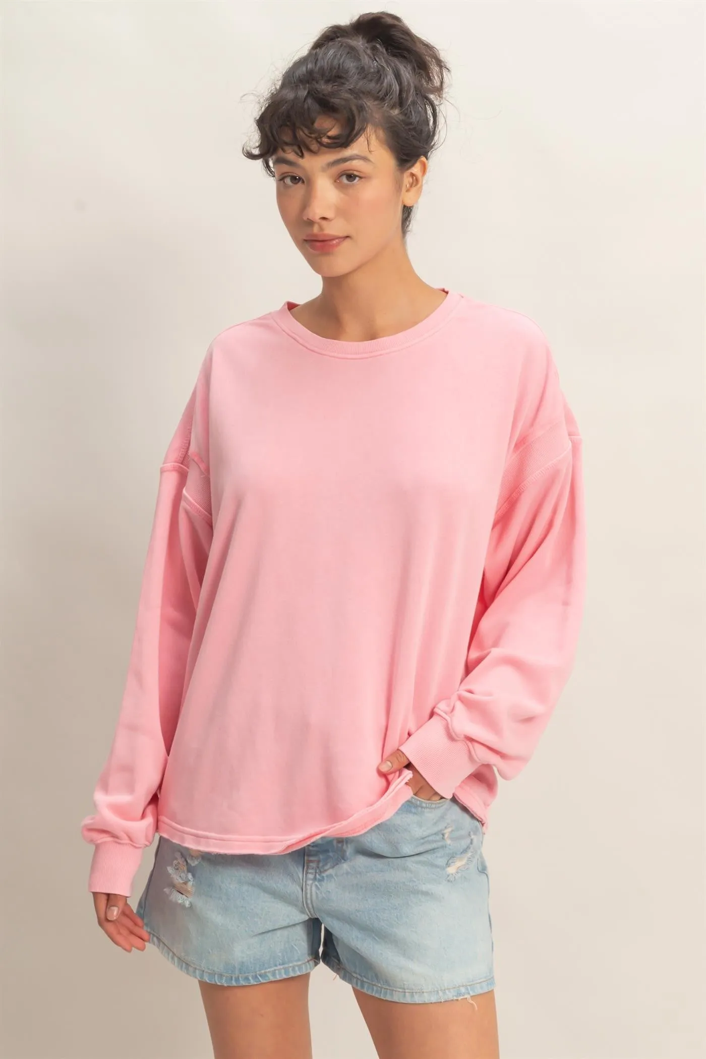 Pink Oversized Cutout Back Sweatshirt sold by Pinkblush
