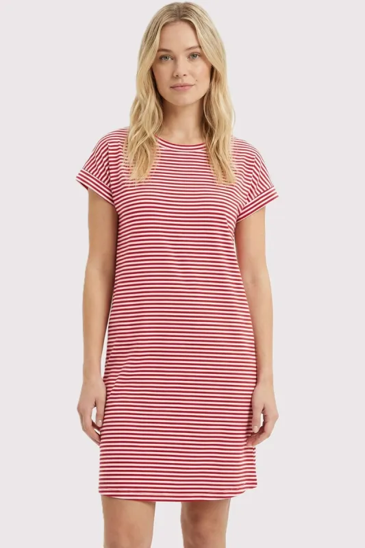 Red Striped Basic Dress made by Staccato