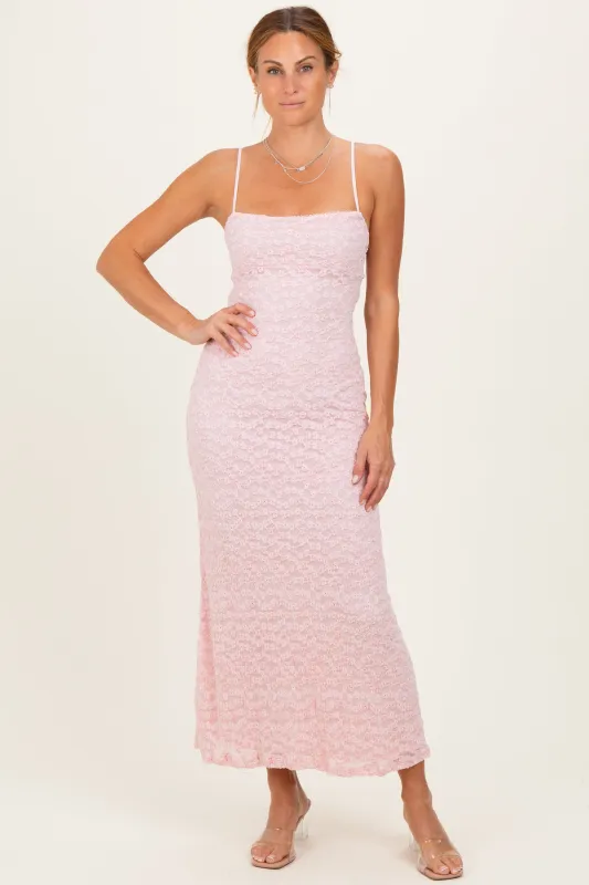 Light Pink Floral Lace Cutout Maxi Dress made by Pinkblush