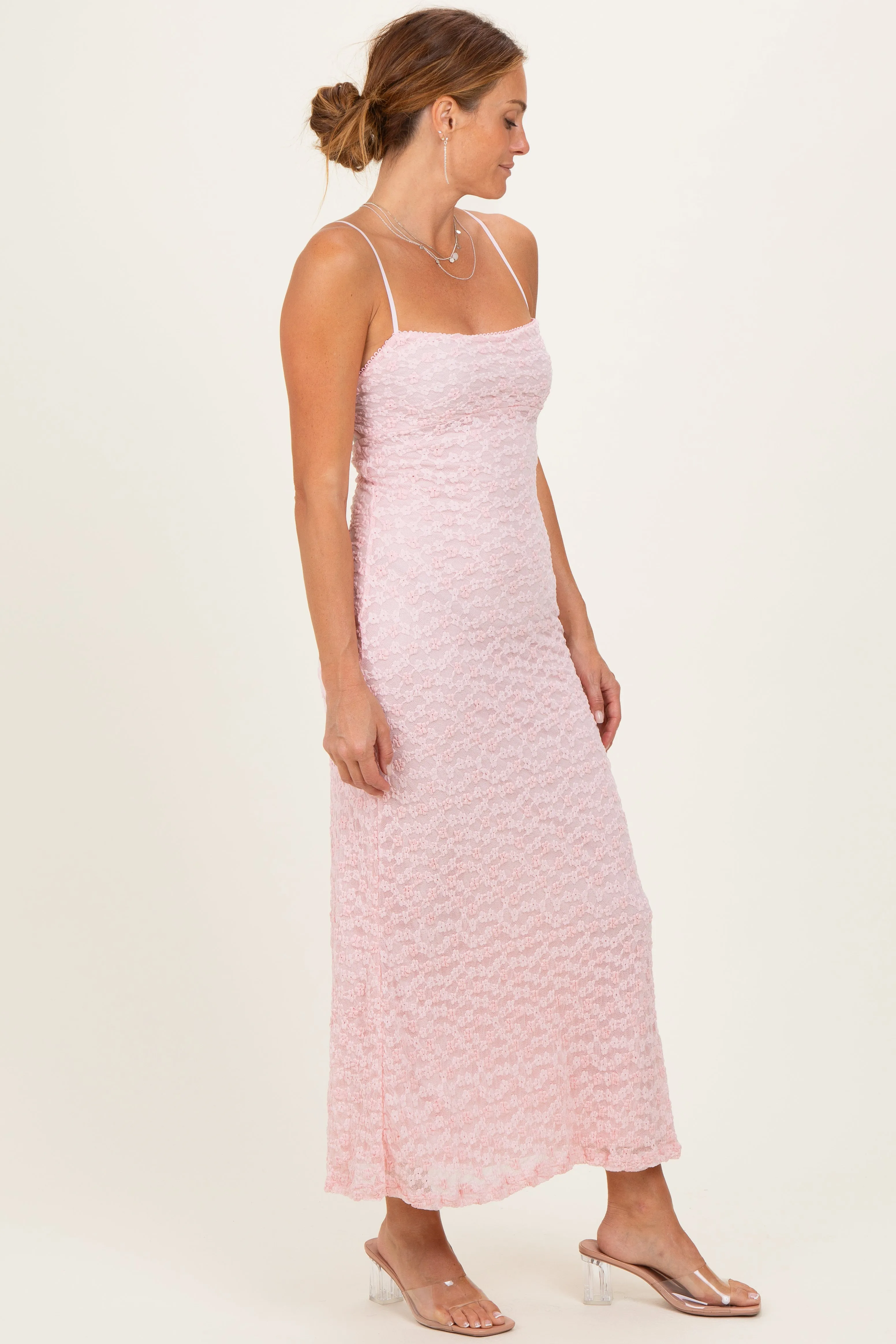 Light Pink Floral Lace Cutout Maxi Dress sold by Pinkblush product image thumbnail 2