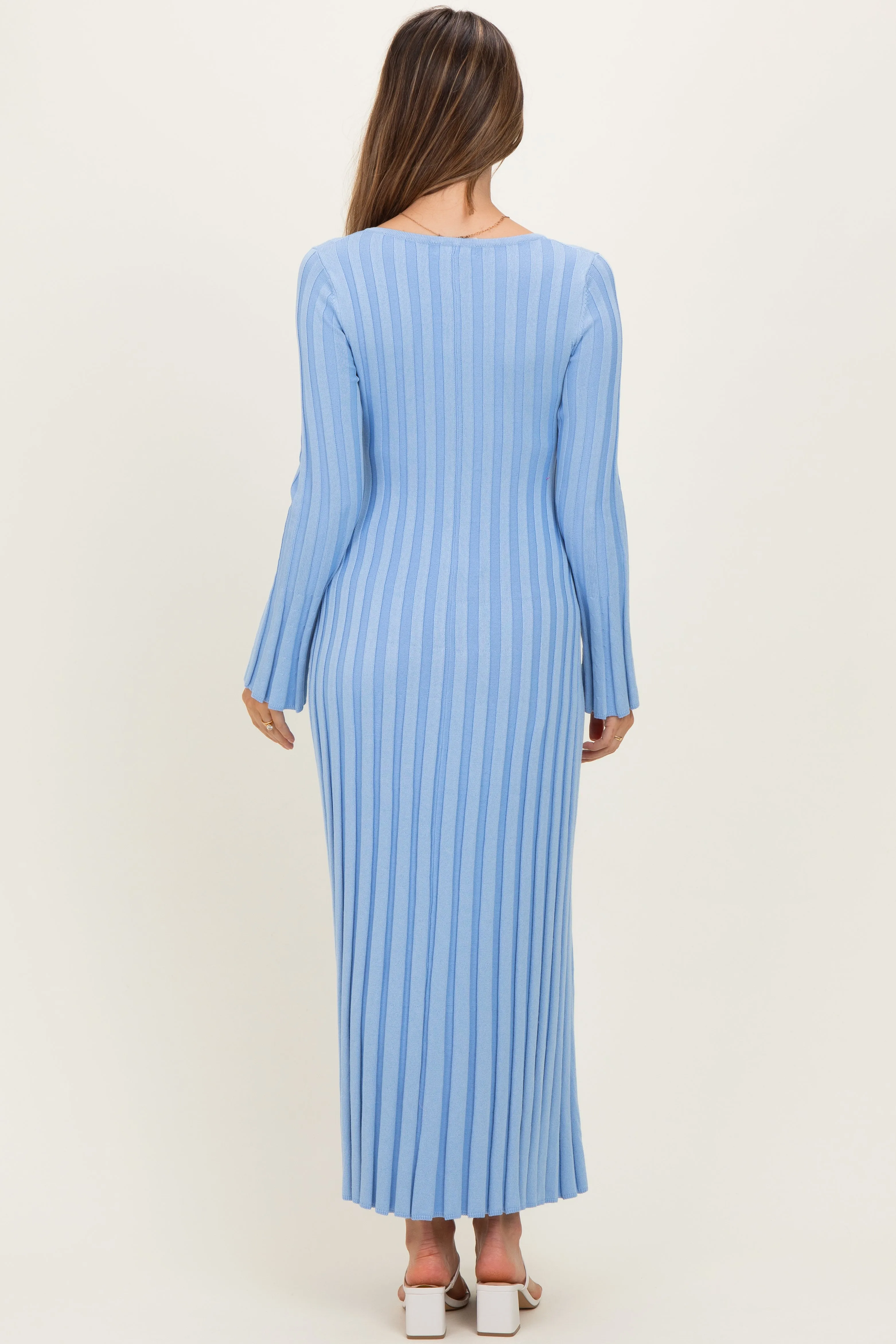Periwinkle Ribbed Maternity Knit Maxi Dress sold by Pinkblush product image thumbnail 3
