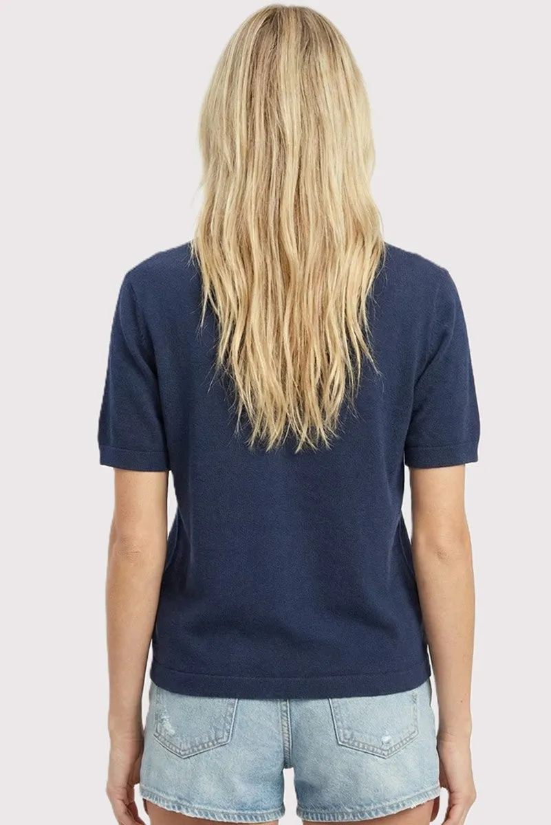 Navy Short Sleeve Basic Knit Top sold by Pinkblush product image thumbnail 3