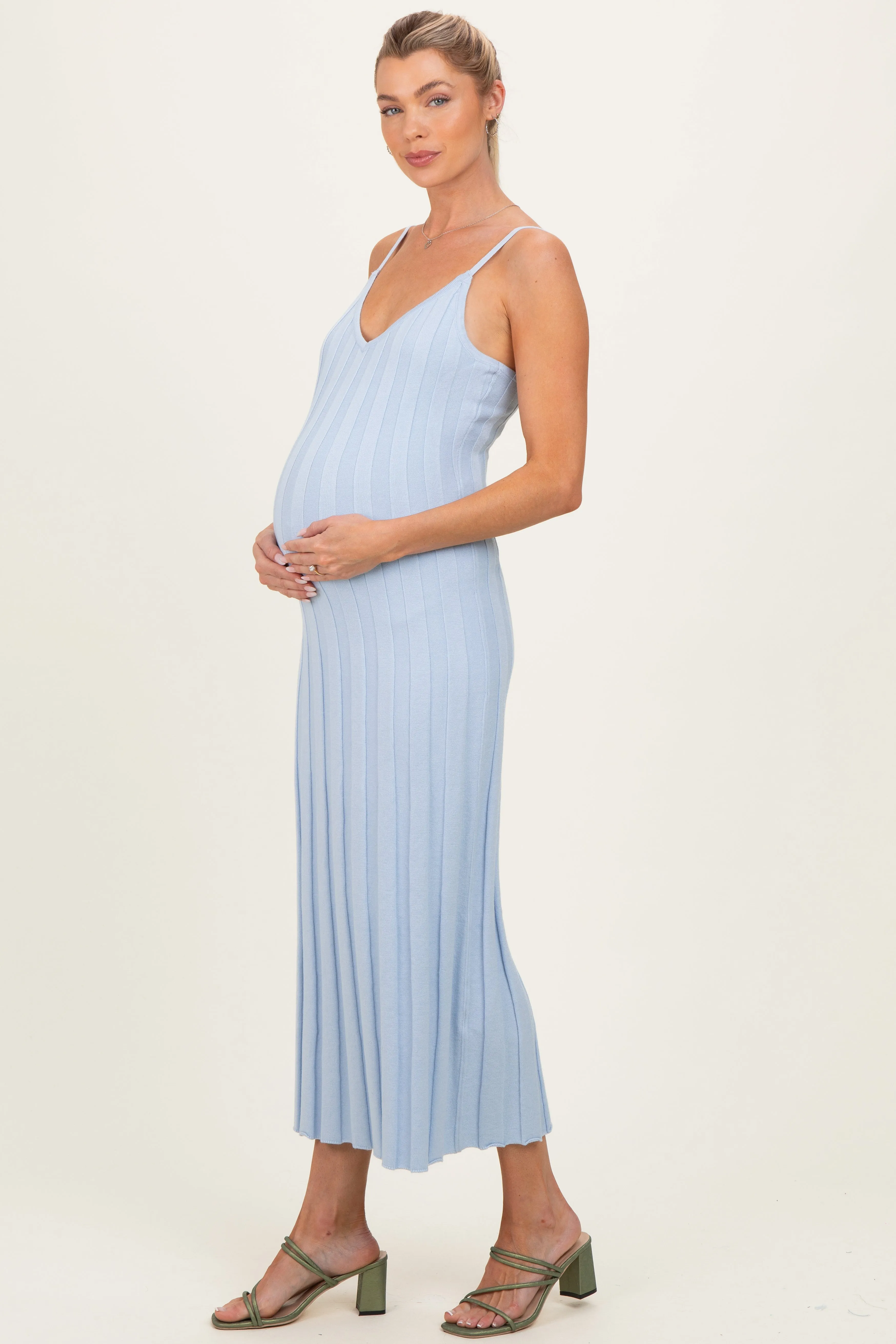 Sky Rib Knit Sleeveless Maternity Maxi Dress sold by Pinkblush product image thumbnail 2