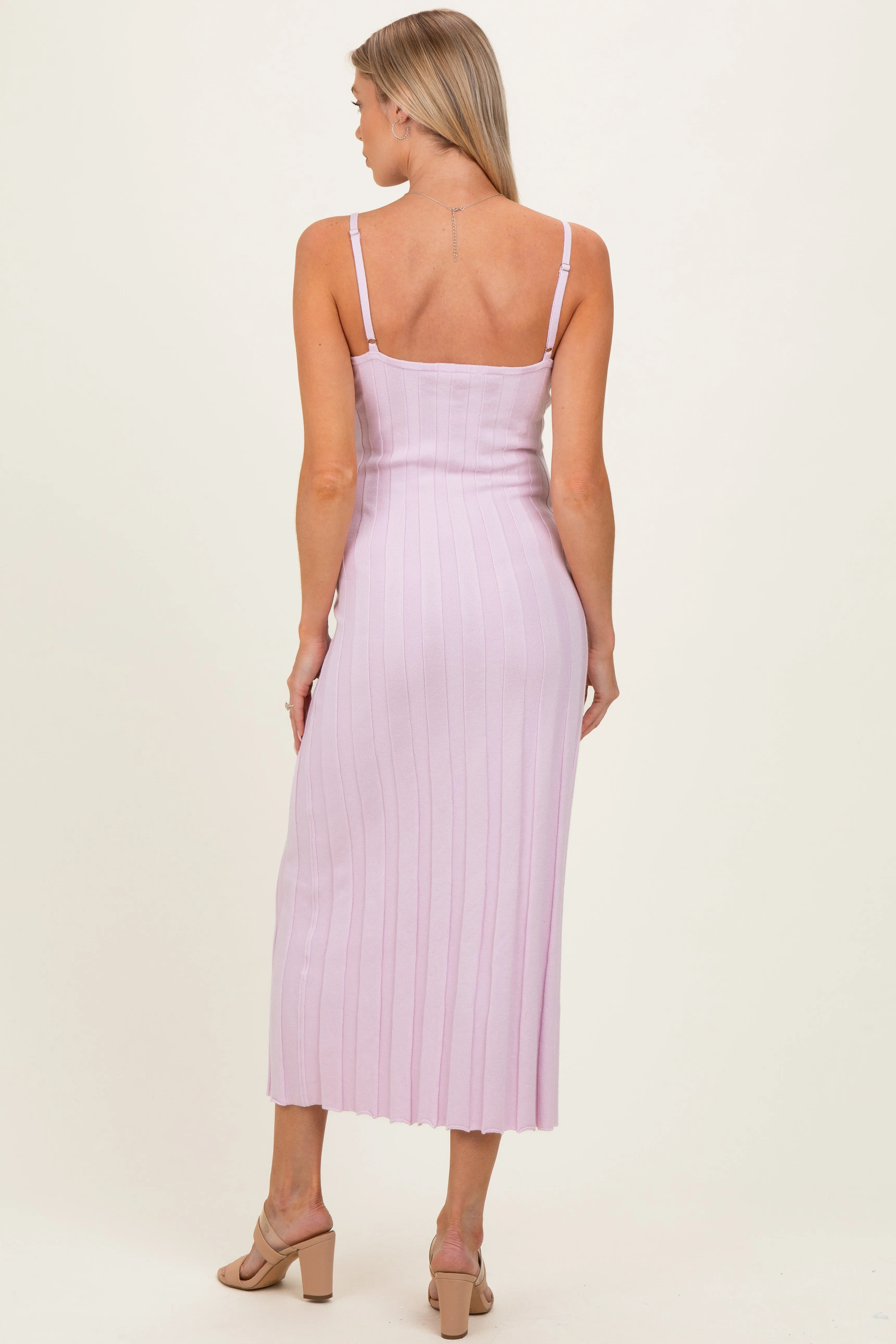 Light Pink Rib Knit Sleeveless Maternity Maxi Dress sold by Pinkblush product image thumbnail 3