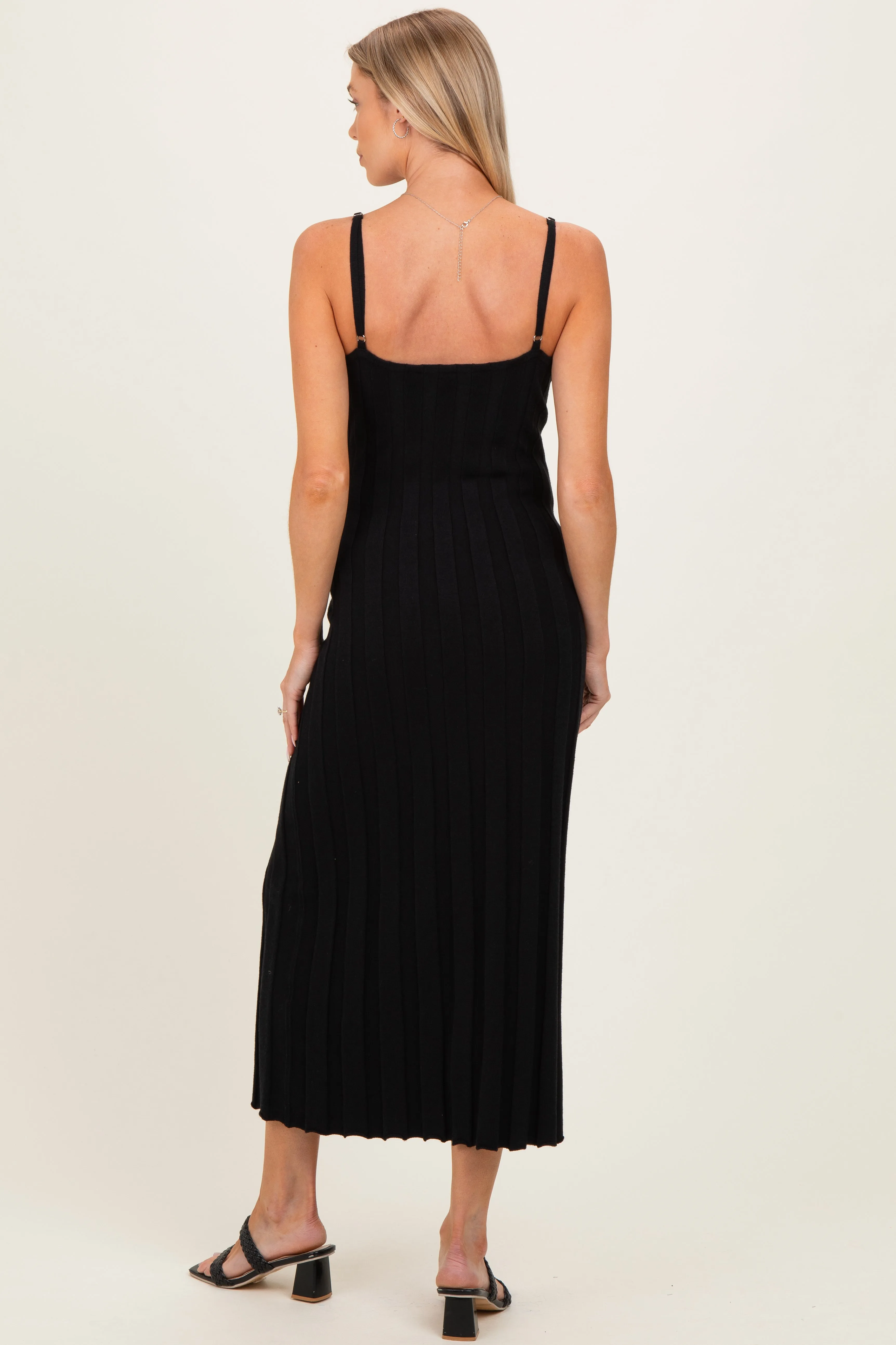 Black Rib Knit Sleeveless Maternity Maxi Dress sold by Pinkblush product image thumbnail 3