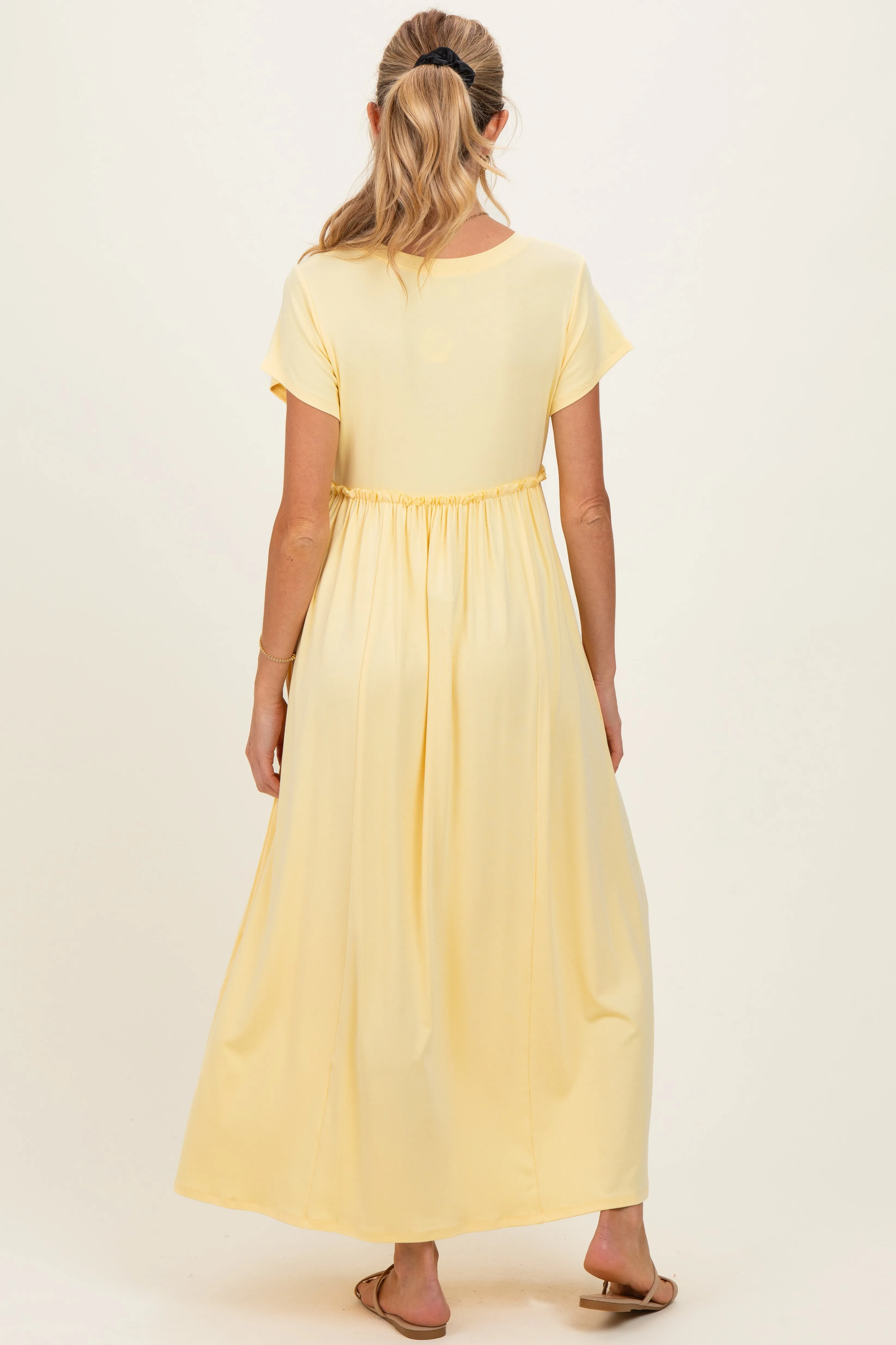 Soft Lemon Ruffle Trim Maternity Maxi Dress sold by Pinkblush product image thumbnail 3