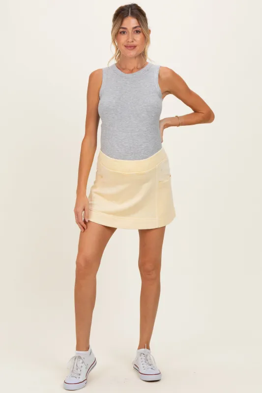 Lemon Mineral Wash Pocket Maternity Skort made by Rae Mode