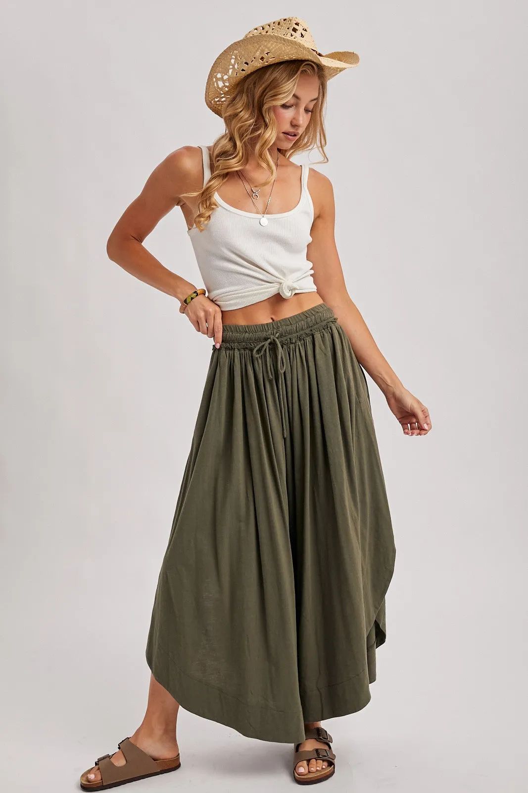 Olive Tulip Hem Super Wide Leg Maternity Pants sold by Pinkblush product image thumbnail 5