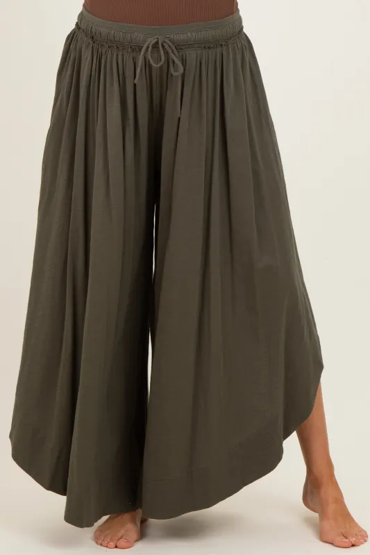 Olive Tulip Hem Super Wide Leg Maternity Pants made by Bluivy