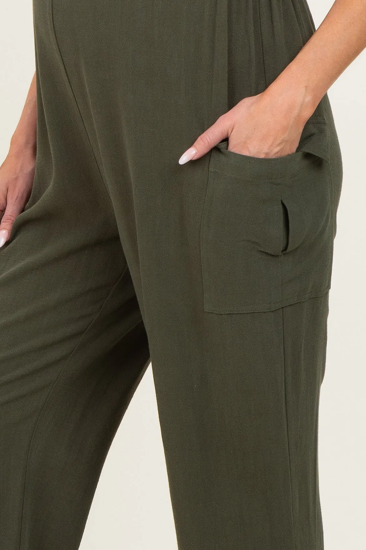 Olive Straight Leg Maternity Adjustable Overalls sold by Pinkblush product image thumbnail 3