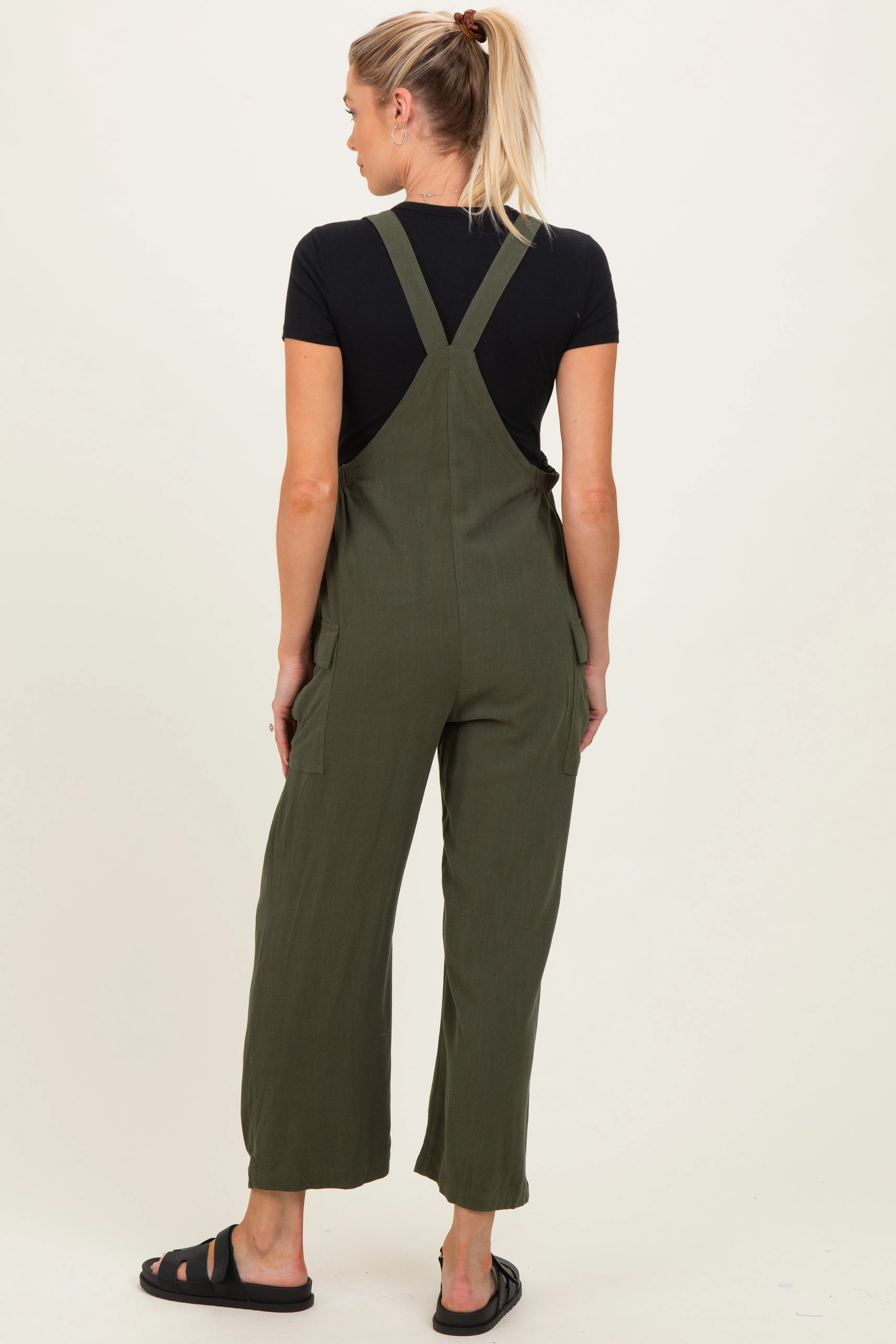 Olive Straight Leg Maternity Adjustable Overalls sold by Pinkblush product image thumbnail 4