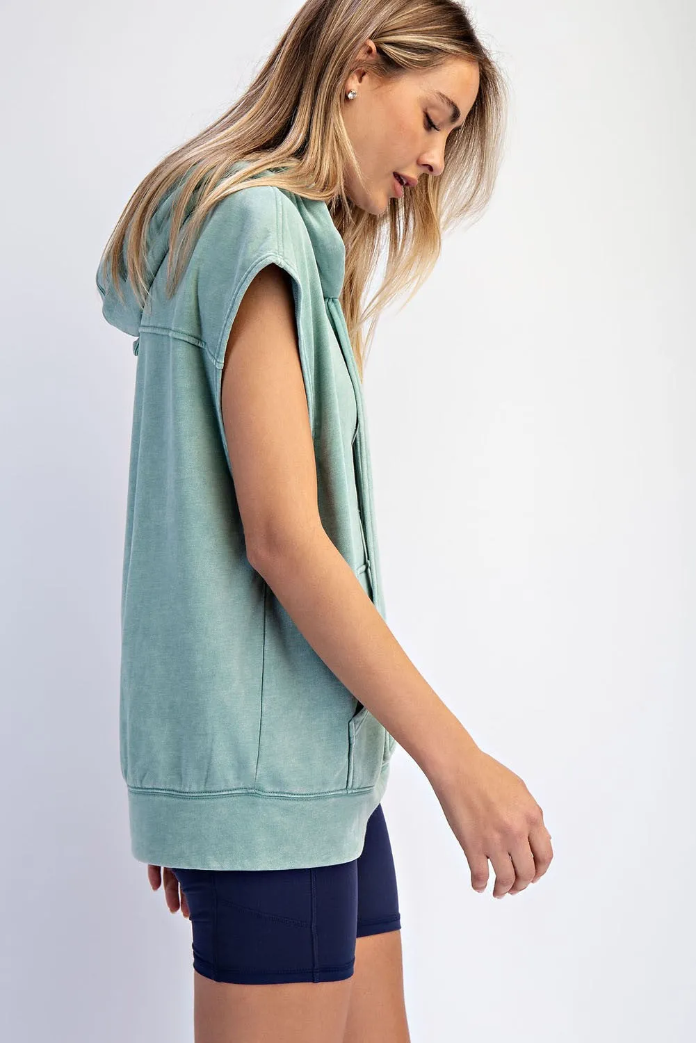 Sage Mineral Wash Sleeveless Hoodie sold by Pinkblush product image thumbnail 3