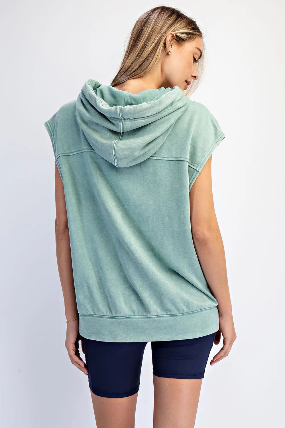 Sage Mineral Wash Sleeveless Hoodie sold by Pinkblush product image thumbnail 4