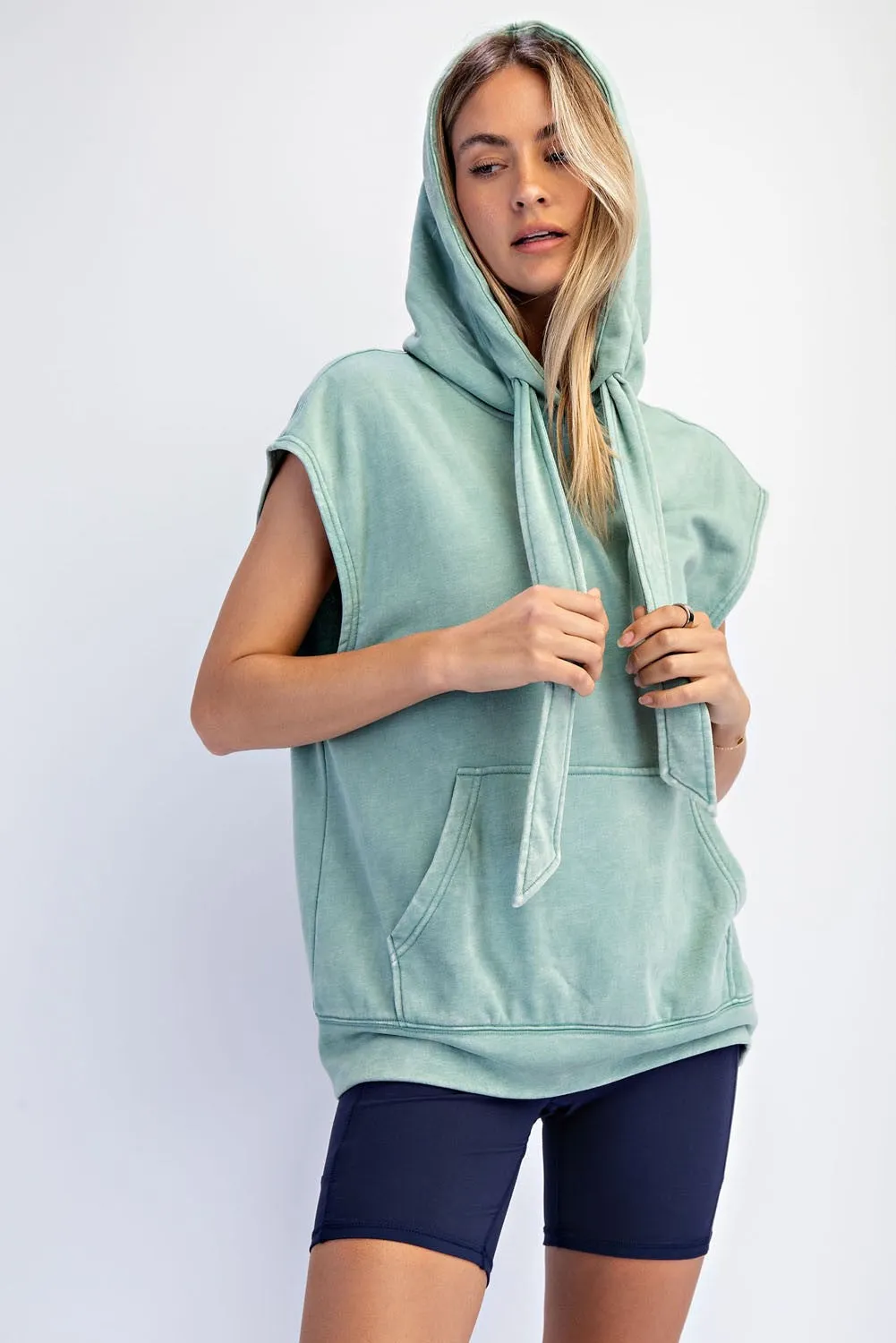 Sage Mineral Wash Sleeveless Hoodie sold by Pinkblush product image thumbnail 2