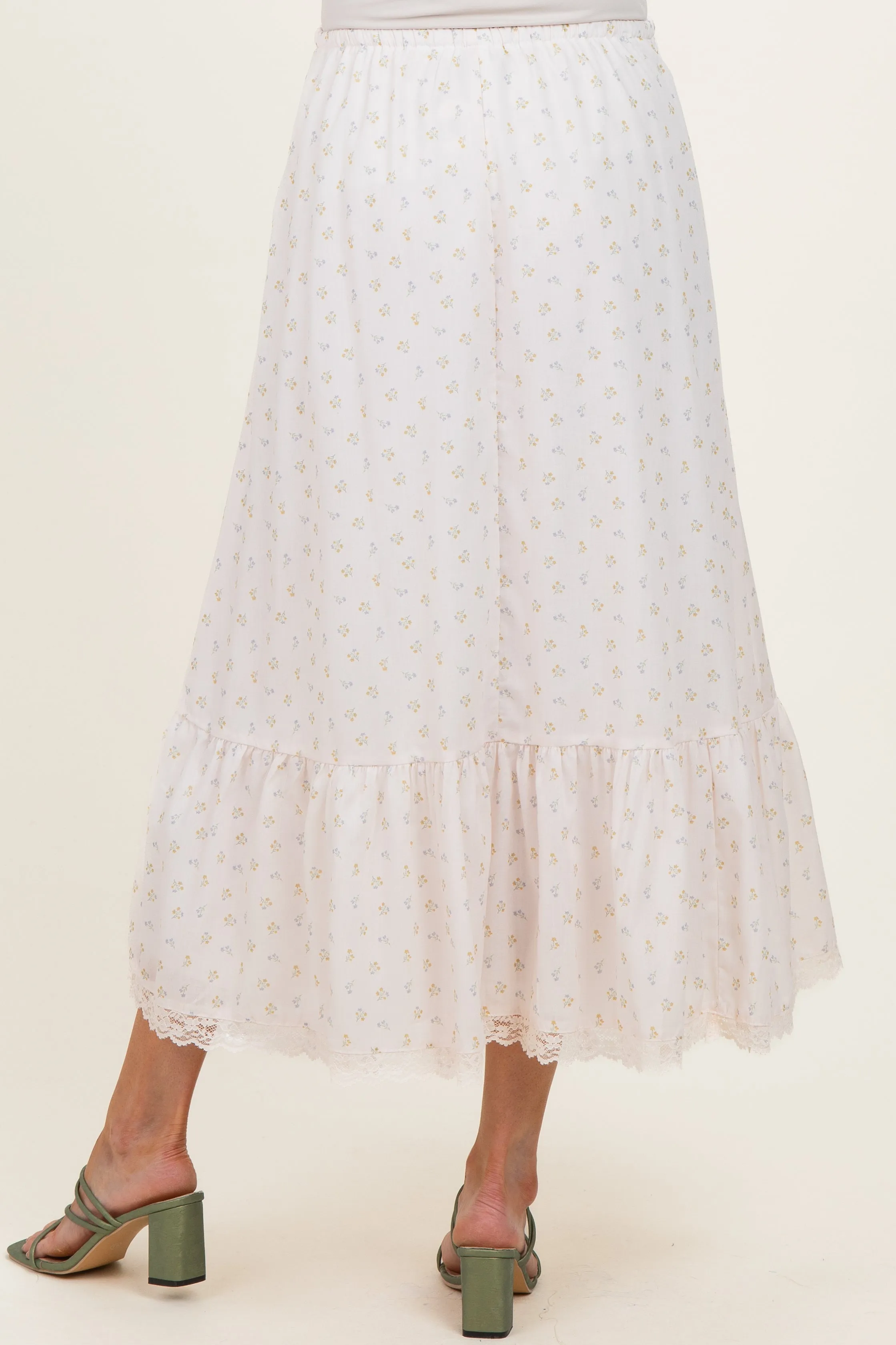 Ivory Print Lace Trim Maternity Midi Skirt sold by Pinkblush product image thumbnail 4