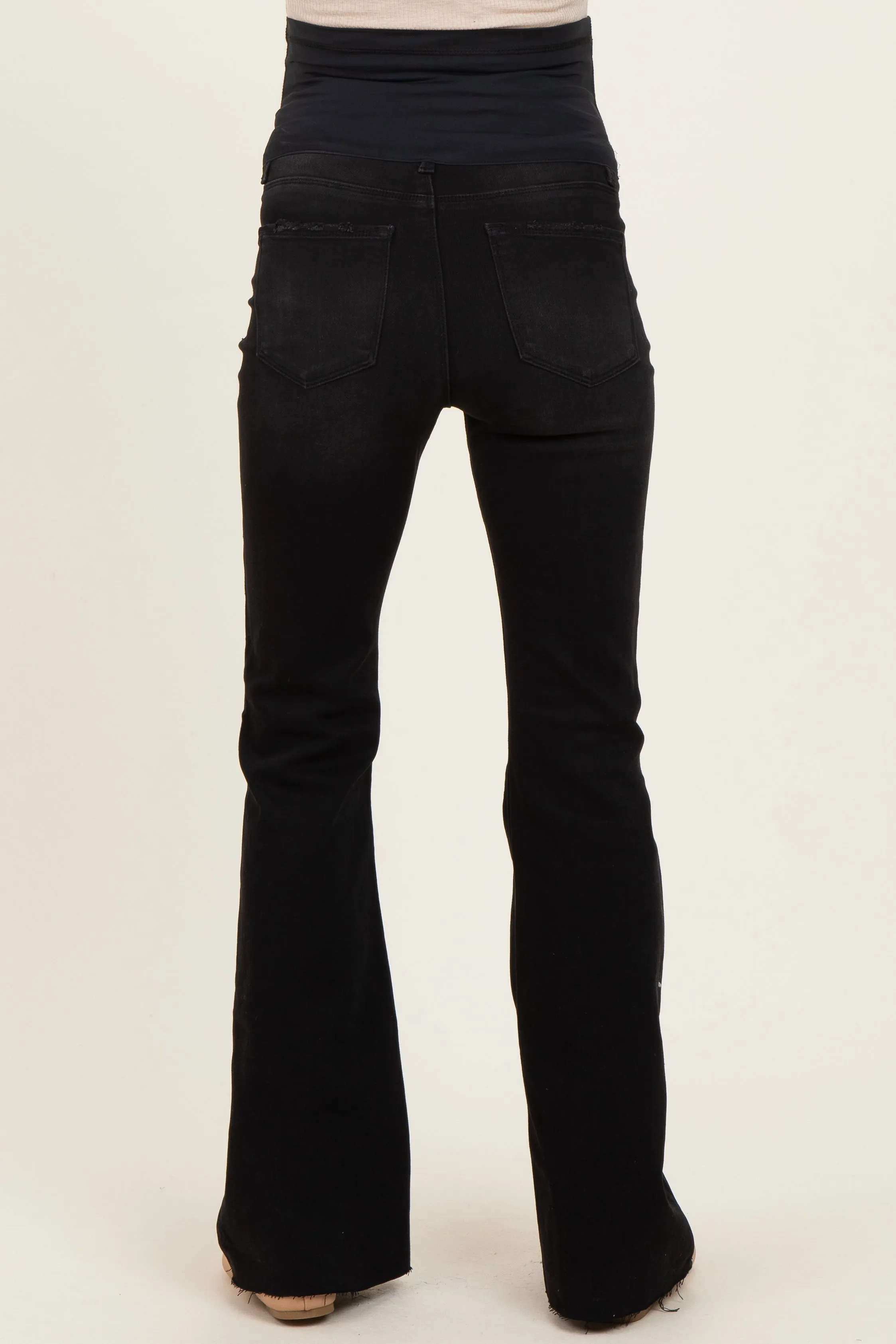 Black Raw Hem Maternity Flare Jeans sold by Pinkblush product image thumbnail 4