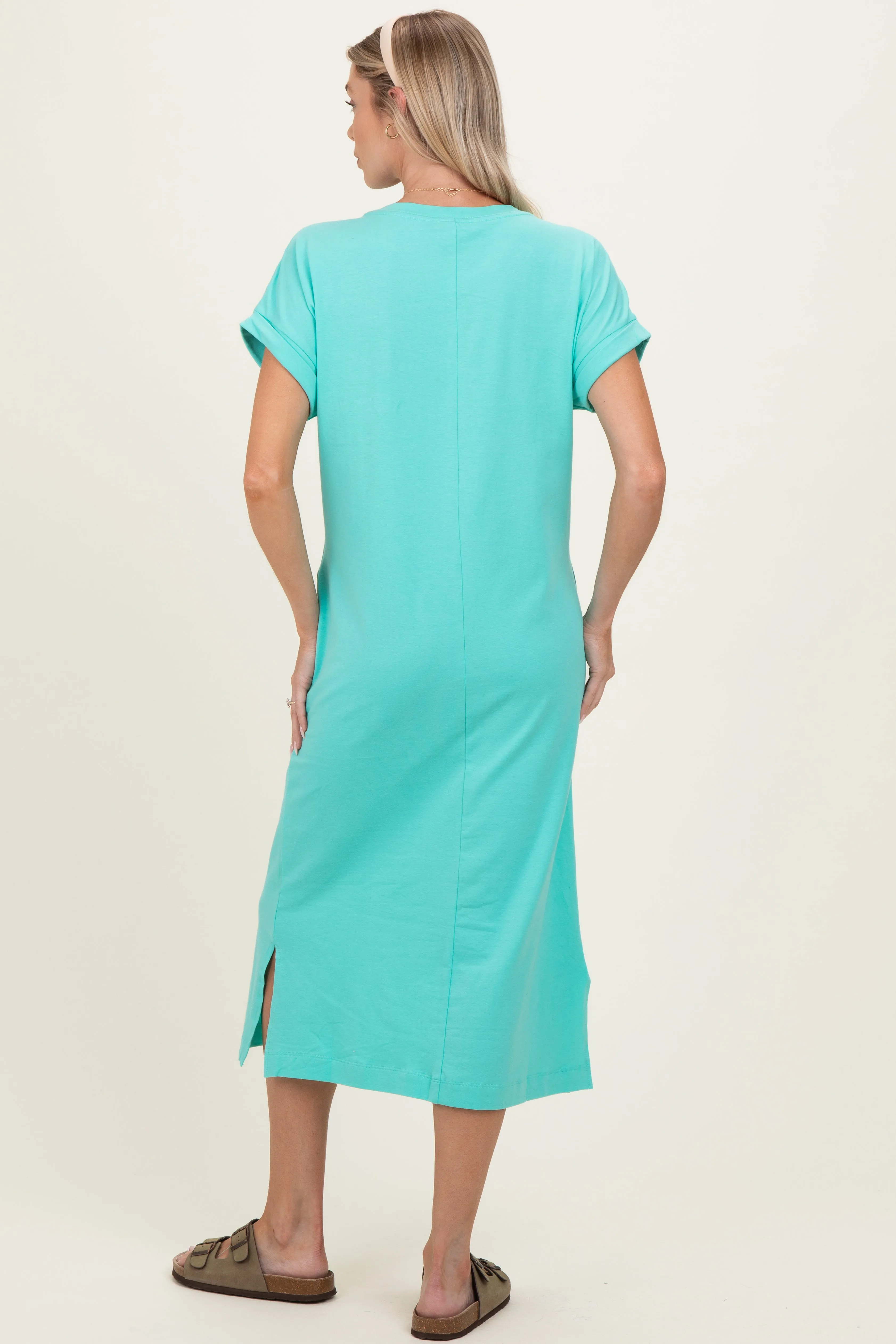Mint Pocket Front Maternity Midi T-Shirt Dress sold by Pinkblush product image thumbnail 3