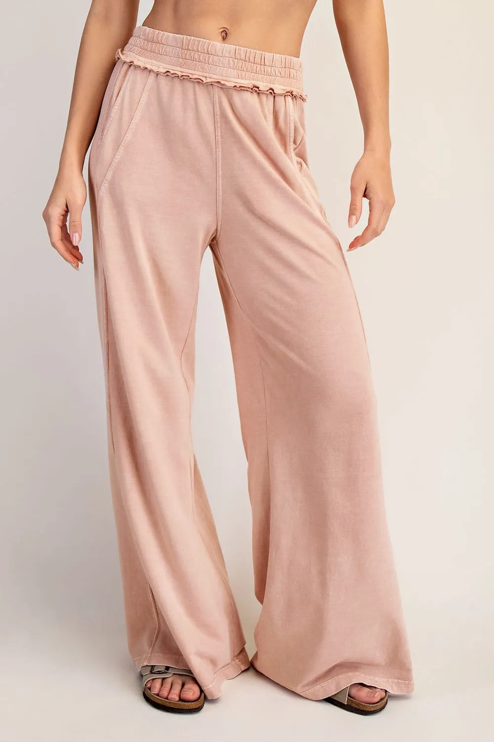 Dusty Pink Mineral Wash Wide Leg Pants sold by Pinkblush product image thumbnail 2