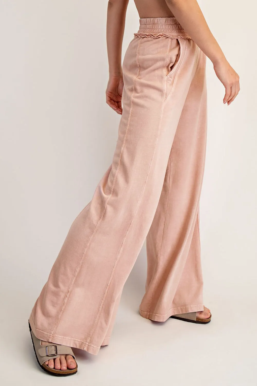 Dusty Pink Mineral Wash Wide Leg Pants sold by Pinkblush product image thumbnail 3