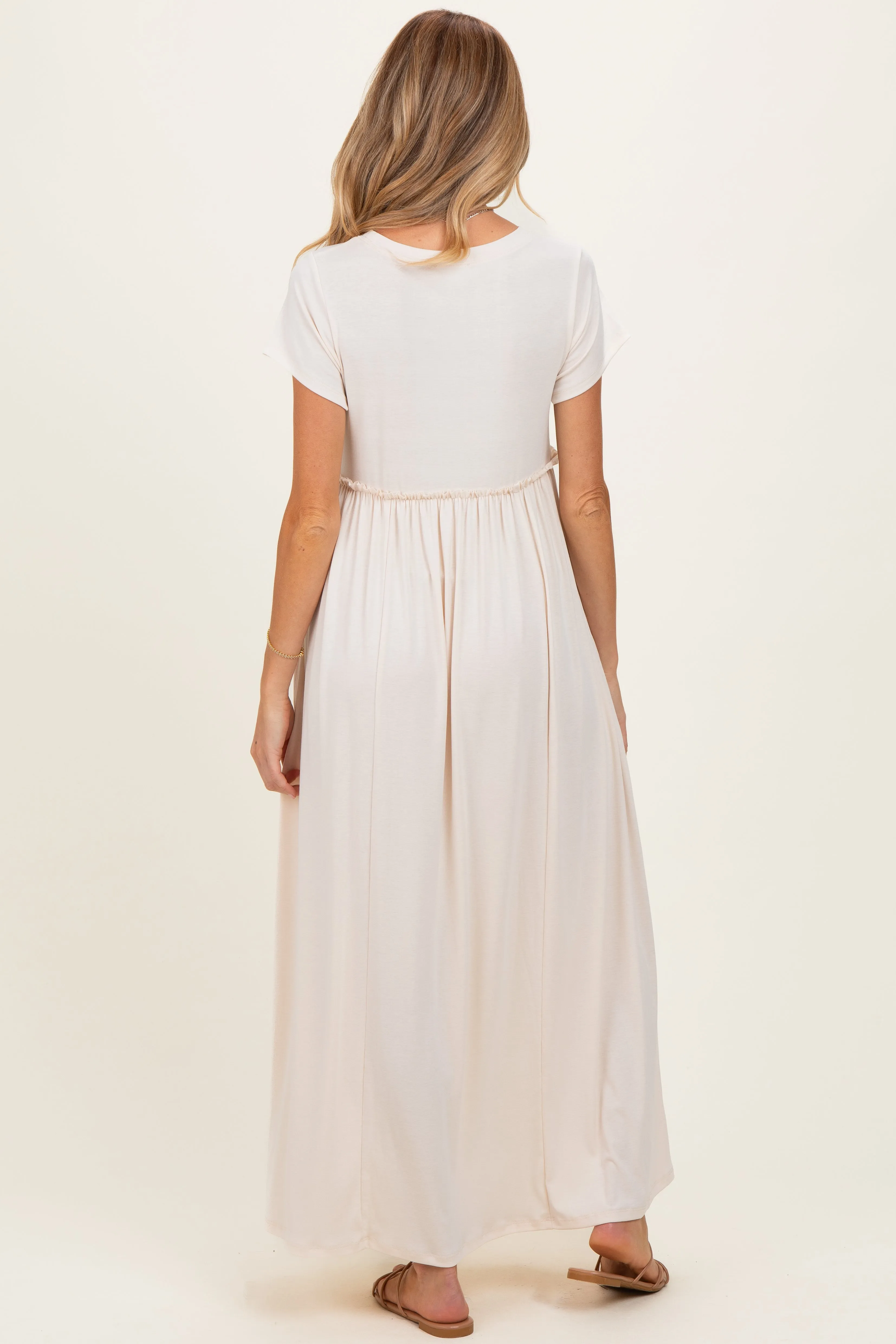Soft White Ruffle Trim Maternity Maxi Dress sold by Pinkblush product image thumbnail 3