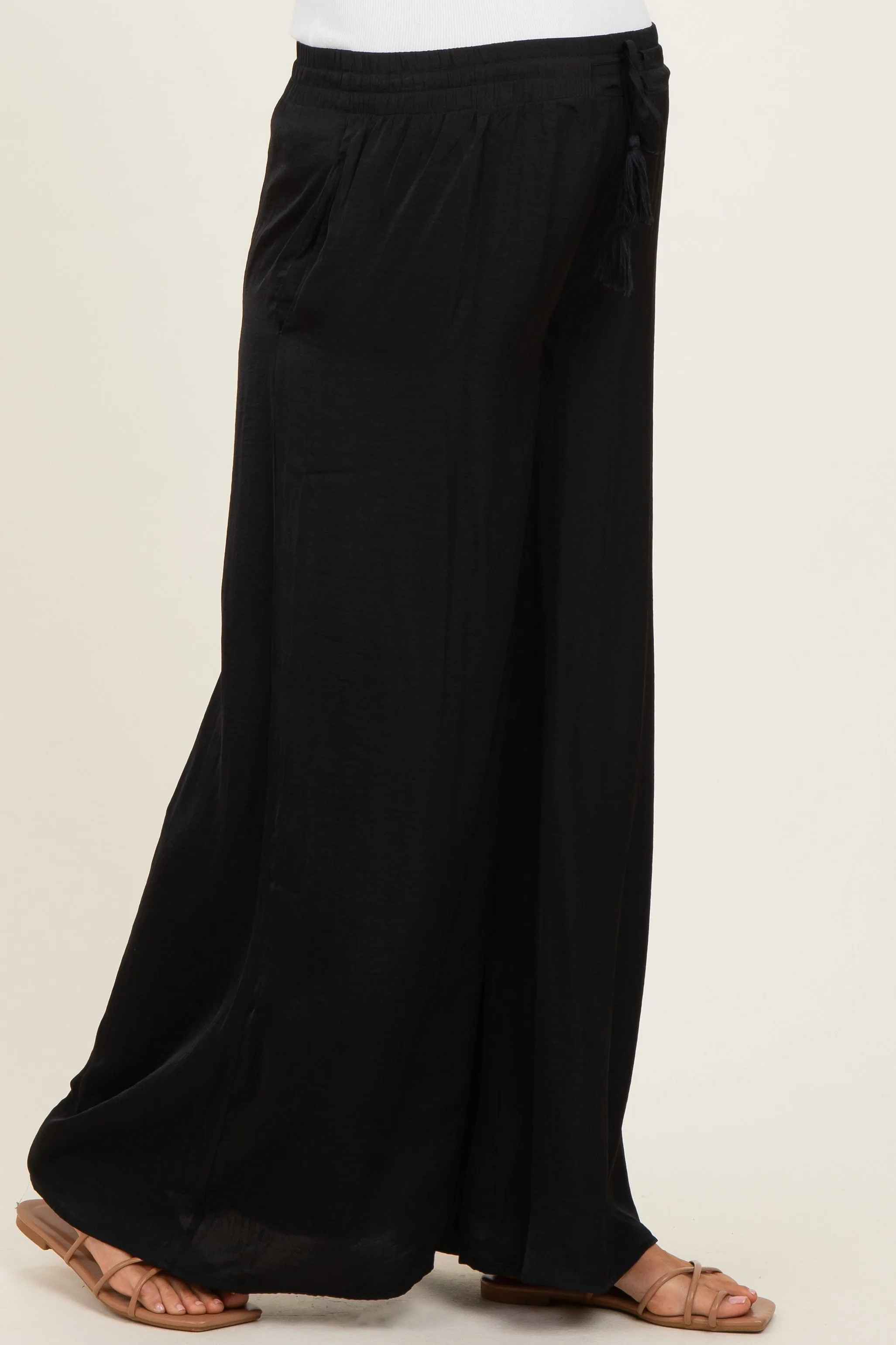 Black Palazzo Wide Leg Maternity Pants sold by Pinkblush product image thumbnail 3
