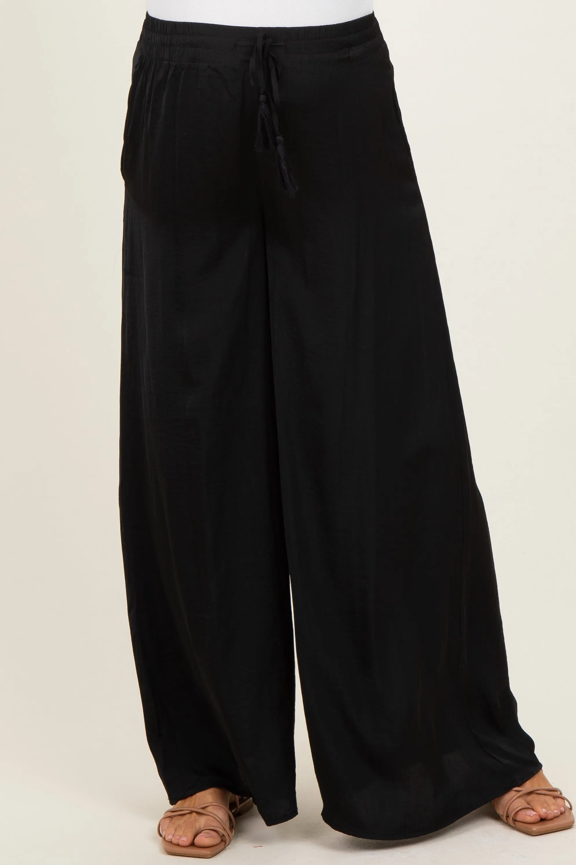 Black Palazzo Wide Leg Maternity Pants sold by Pinkblush product image thumbnail 2