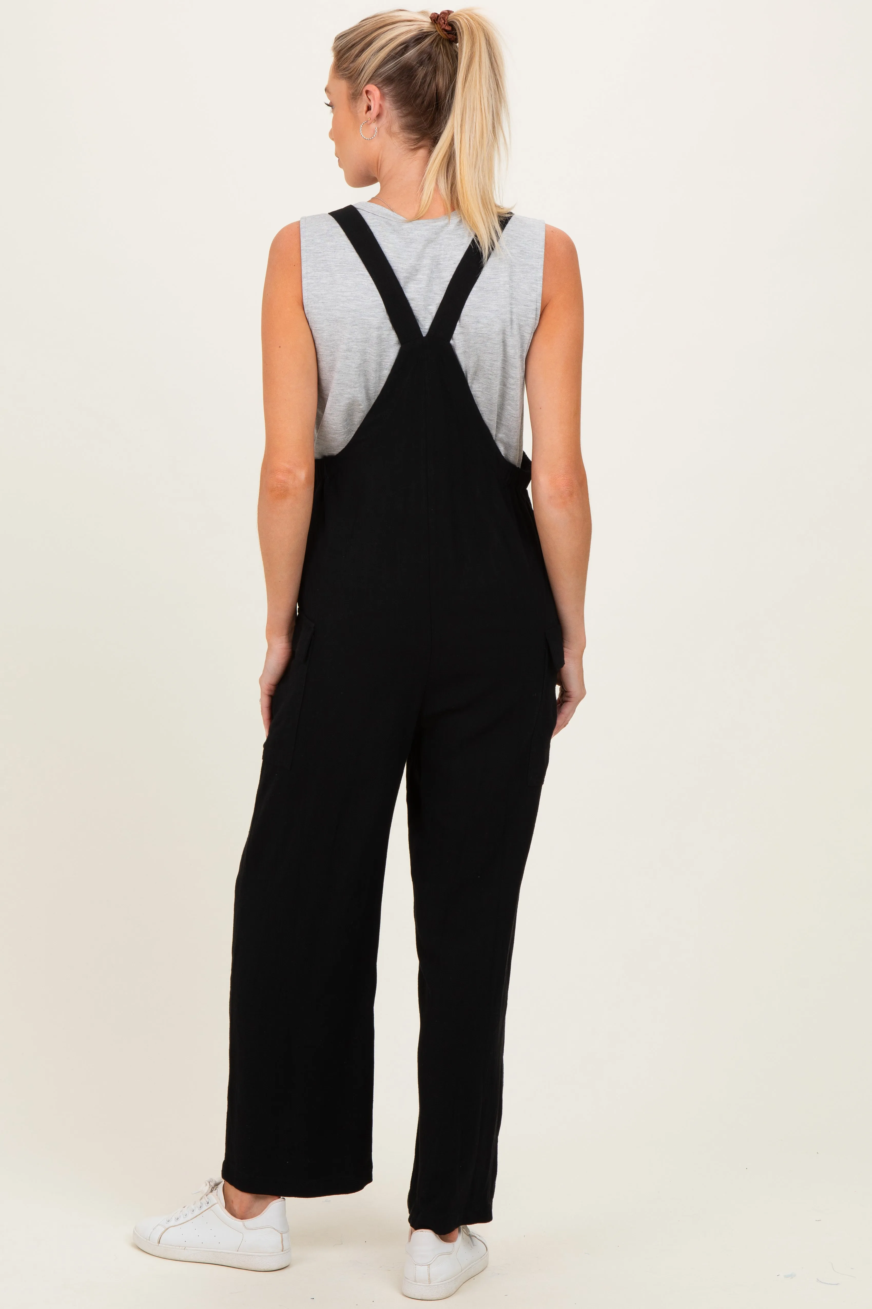 Black Straight Leg Maternity Adjustable Overalls sold by Pinkblush product image thumbnail 3