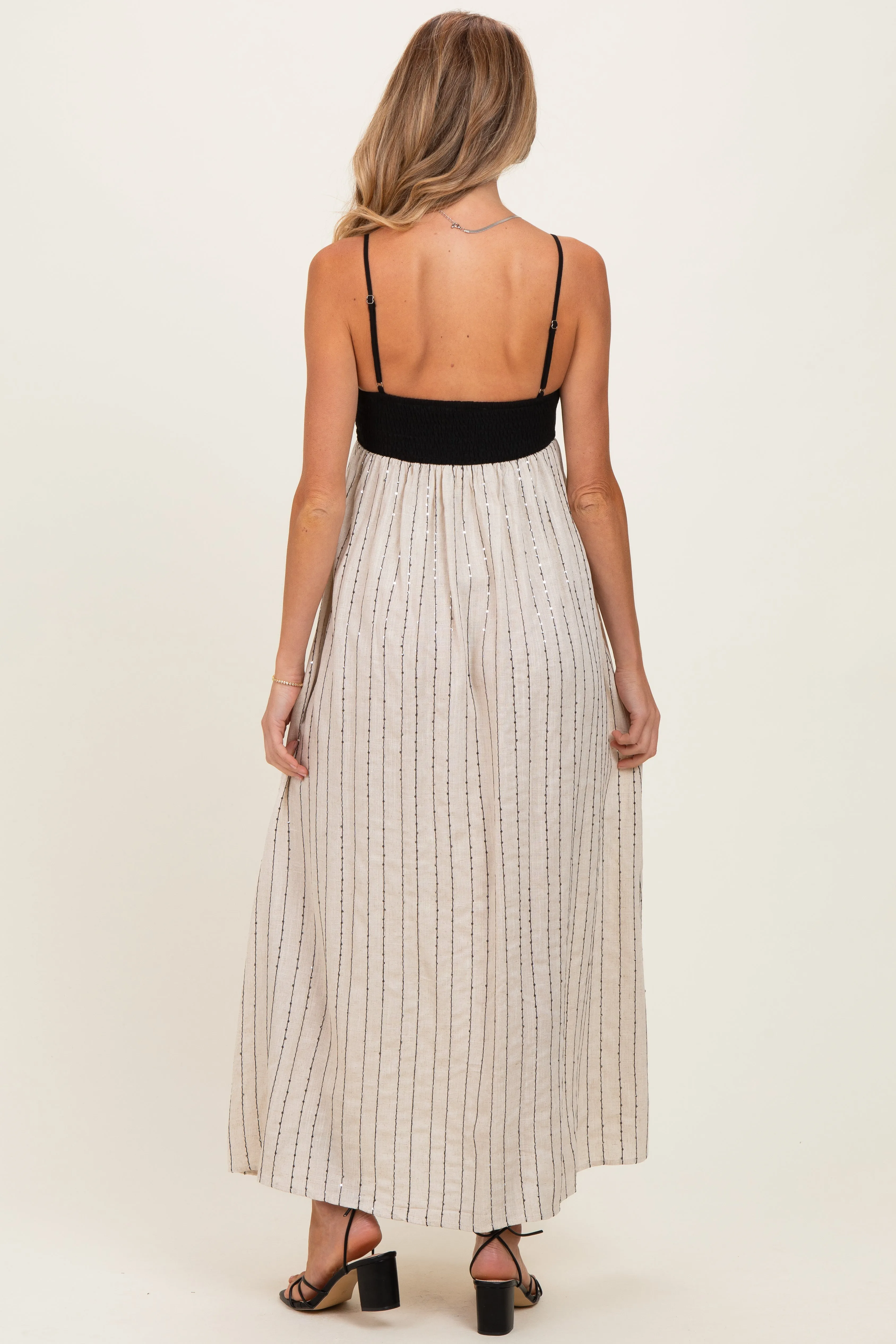 Black White Striped and Colorblock Maternity Maxi Dress sold by Pinkblush product image thumbnail 3