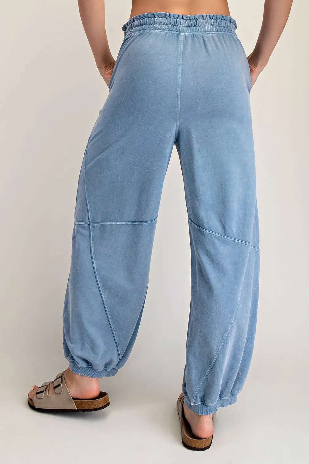 Dusty Blue Mineral Wash Terry Sweatpants sold by Pinkblush product image thumbnail 4