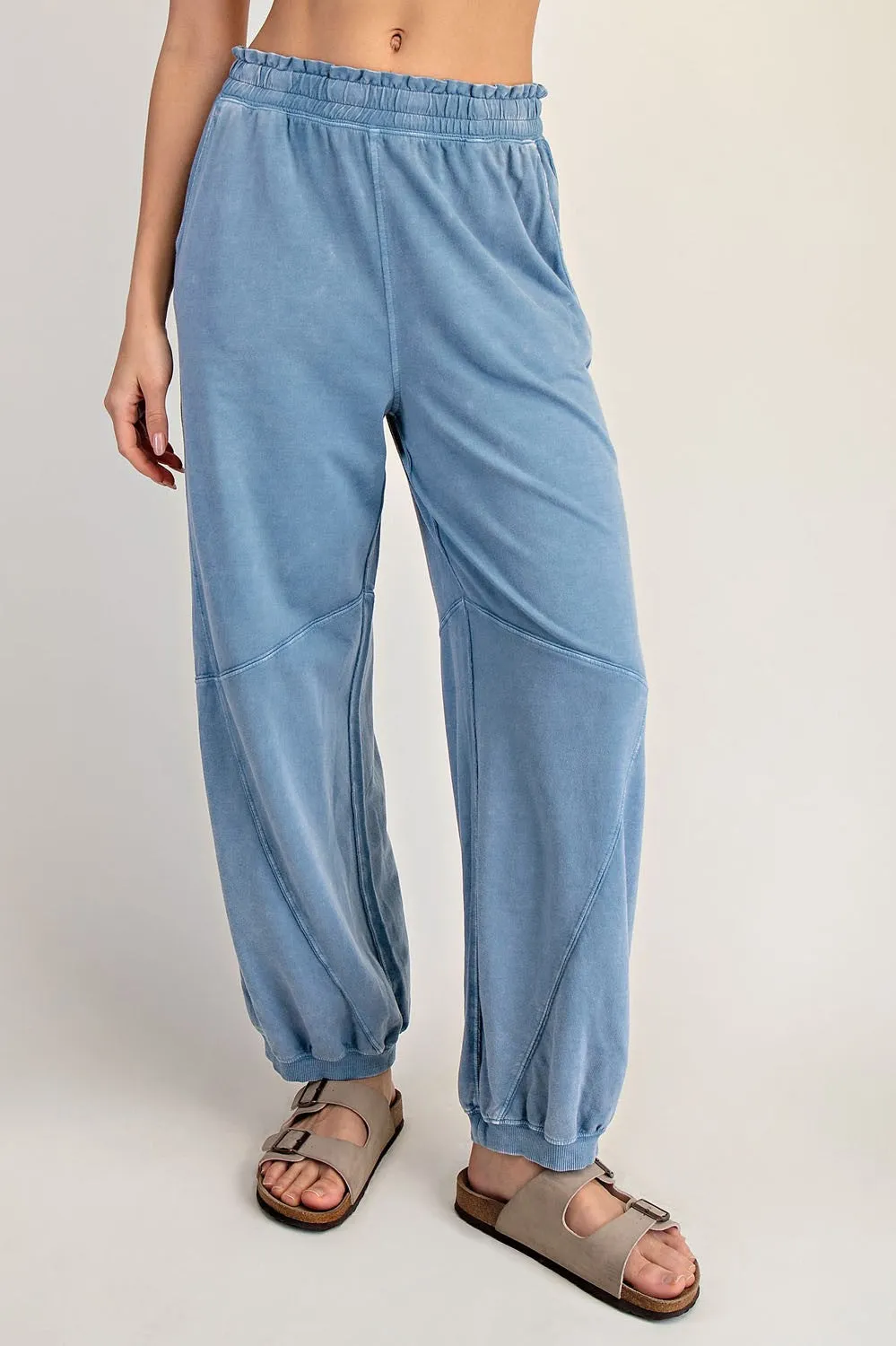 Dusty Blue Mineral Wash Terry Sweatpants sold by Pinkblush product image thumbnail 2