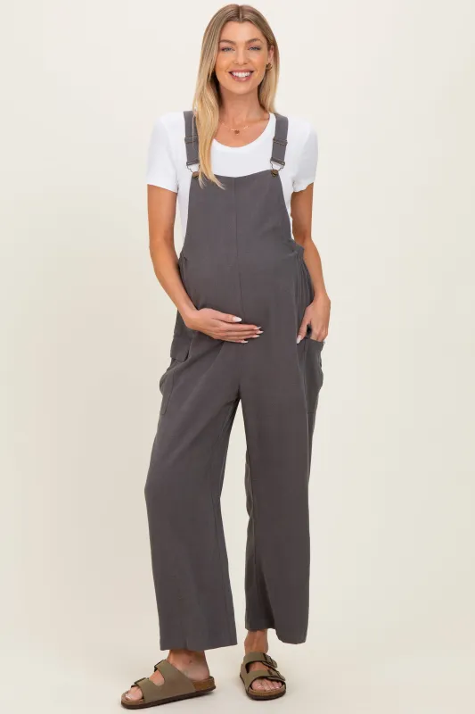 Charcoal Straight Leg Maternity Adjustable Overalls made by Hello MIZ