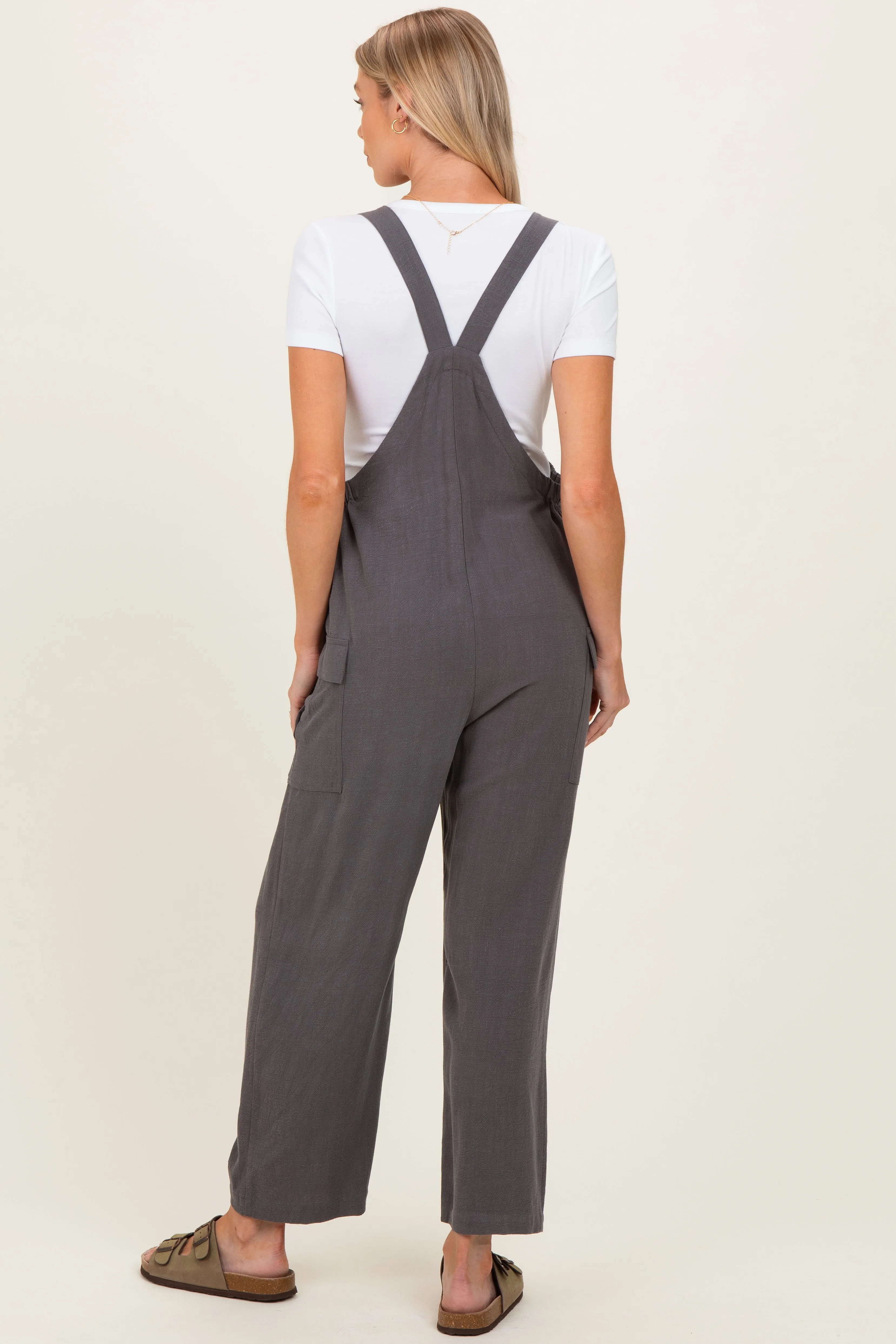 Charcoal Straight Leg Maternity Adjustable Overalls sold by Pinkblush product image thumbnail 2