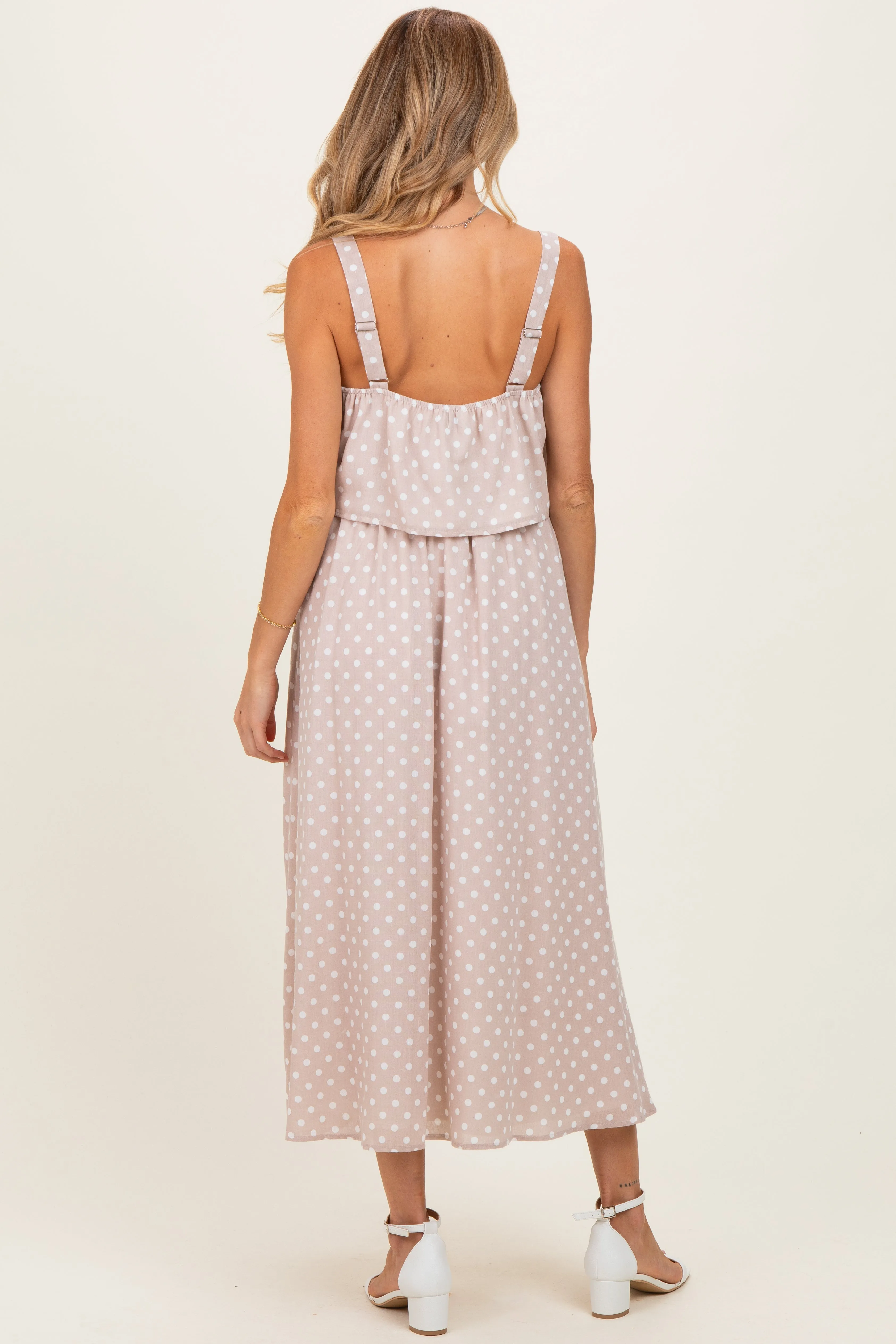 Mauve Polka Dot Crop Tank Midi Skirt Maternity Set sold by Pinkblush product image thumbnail 3